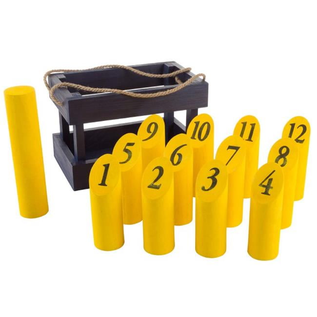 Hey!Play! Wooden Throwing Set, 12 Numbered Pins, Throwing