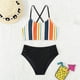 thumbnail image 2 of Odeerbi 7-15 Años Traje de Baño de Tiras Para Niñas Playa de Verano Traje de Baño Hawaiano Traje de Baño de Rayas Traje de Baño de Cintura Alta Split Traje de Baño de Dos Piezas, 2 of 6