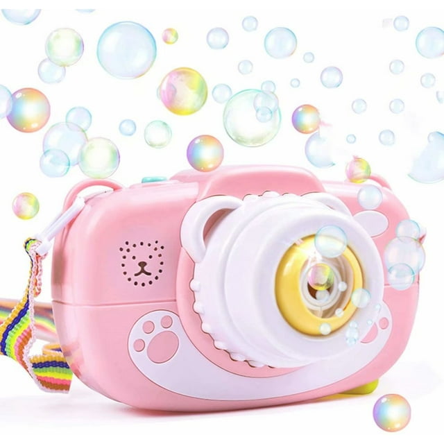 Machine à Bulles pour Enfants, Fabricant de Bulles Résistant aux Fuites avec Solution, Jouets Amusants pour Mariage, Fête d'Anniversaire, Extérieur (Rose)