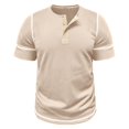 thumbnail image 4 of SWSMCLT Men's Button Henley Shirt Pull On Cotton Elasthane Breathable Spring Regular Fit Tee Comfy Shirt Casual Apricot 3X-Large, 4 of 5