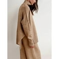 thumbnail image 4 of Womens Knit Lounge Set 2 Piece Sweater Top and Wide Leg Pants Soft Cozy Outfit for Fall Winter Camel Color L, 4 of 8