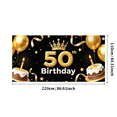thumbnail image 3 of Black Background Glittery Happy 50th Birthday Banner with Golden Balloons Crowns and Cakes Party Supplies Photography Props Birthday Decors Backdrop, 3 of 7