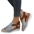 thumbnail image 5 of Sandalias de cuña con boca de pez de estilo europeo y americano de verano, sandalias de mujer de suela gruesa con hebilla de cinturón plisado de gran tamaño, 5 of 5
