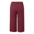 thumbnail image 3 of Yuanlong Womens Pants Plain Elastic High-Waist Straight Leg Sport Pants Summer Sporty Pockets Three Quarte Ladies Pants, 3 of 7