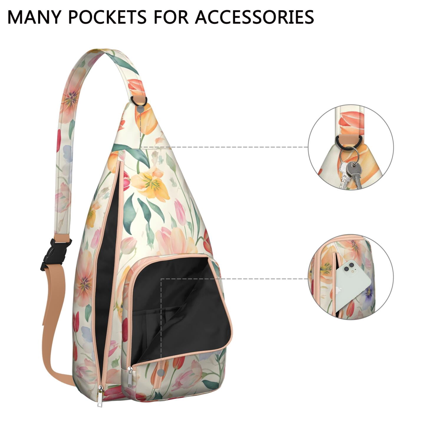 Durable Breathable Sling Bag with Sunflower Pattern for Tactical Use