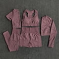 thumbnail image 2 of 2/3/5 Uds. Conjunto de Yoga sin costuras para mujer, ropa deportiva de entrenamiento, ropa de gimnasio, Top corto de manga larga, mallas de cintura alta, trajes deportivos Tan Jianjun  unisex, 2 of 2
