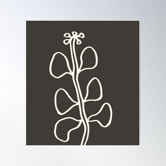 Brown And White Abstract Flower Botanical Drawing Poster Wall Art, Modern Wall Decor For Living Room Bedroom, 8x12 UNFRAMED