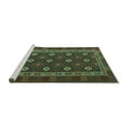 thumbnail image 2 of Ahgly Company Machine Washable Indoor Square Southwestern Turquoise Blue Country Area Rugs, 4' Square, 2 of 4