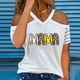 thumbnail image 2 of Blusa de manga corta con estampado de cuello en V informal para mujer con estilo Camiseta de verano con hombros descubiertos OAVQHLG3B Store  lin121212, 2 of 5