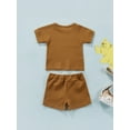 thumbnail image 6 of 2 Pieces Kids Suit Set, Solid Color Round Neck Short Sleeve T-Shirt+ Shorts with Pockets, 6 of 10