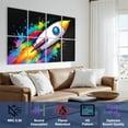 thumbnail image 3 of Classroom 8 Pack Art Acoustic Panels Sound Absorbing Colorful Rocket Launching Burst Rainbow Paint Splashes Decorative Soundproof Wall Panels Self Adhesive for Nursery Kids Game Room 48"x32", 3 of 7