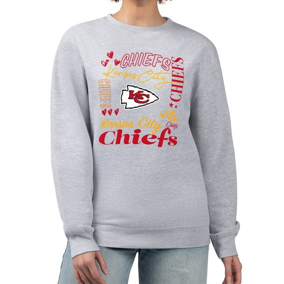 Women's G-III 4Her by Carl Banks Heather Gray Kansas City Chiefs Collage Graphic Fleece Pullover Sweatshirt