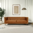 thumbnail image 2 of Reynold Mid-Century Modern Tufted Back Genuine Leather Sofa in Cognac Tan, 2 of 5