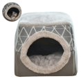 thumbnail image 3 of Greeniant Mascota perro gato nido cama almohadilla cachorro cálido cueva casa otoño invierno habitación cerrada carpa plegable estera para dormir Perchas para gatos Gris SG, 3 of 8