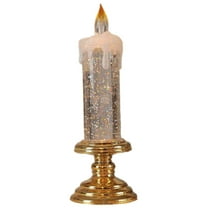 HCTSHG Christmas Flameless Candles, LED Glitter Candles with Realistic Dancing Flickering Wick, Rechargeable Battery for Desk Table Light Lamp Christmas Decoration