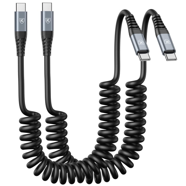 Cable USB C a C KIYODA de carga rápida en espiral de 1 m para iPhone