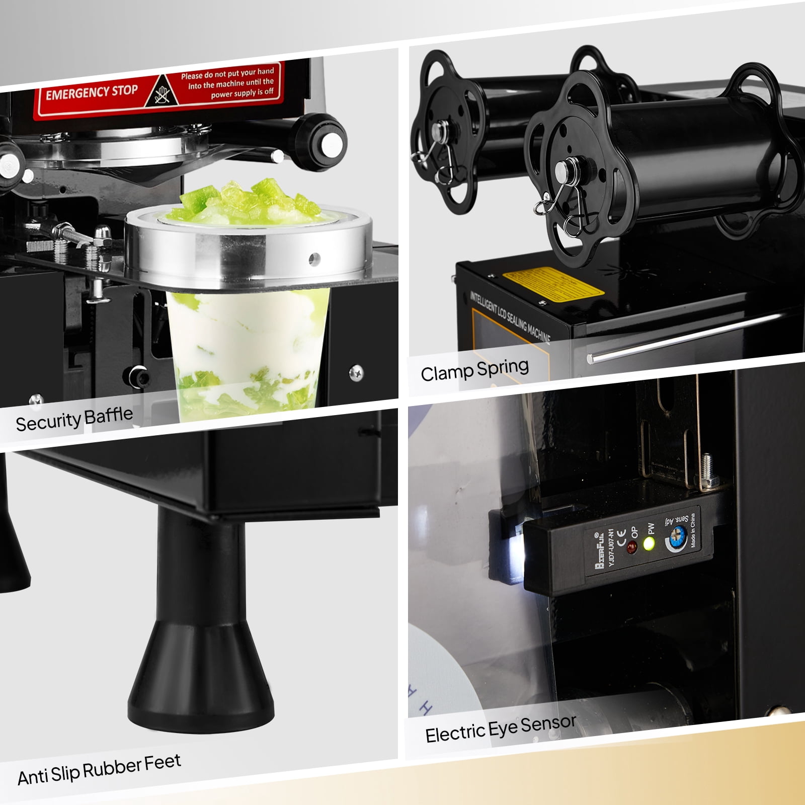 Cup Sealing Machine, Full Automatic Cup Sealer Machine 88/89/90/95mm, Electric Boba Cup Sealing Machine 500-600 Cups/H with LCD Control Panel for Bubble Milk Tea