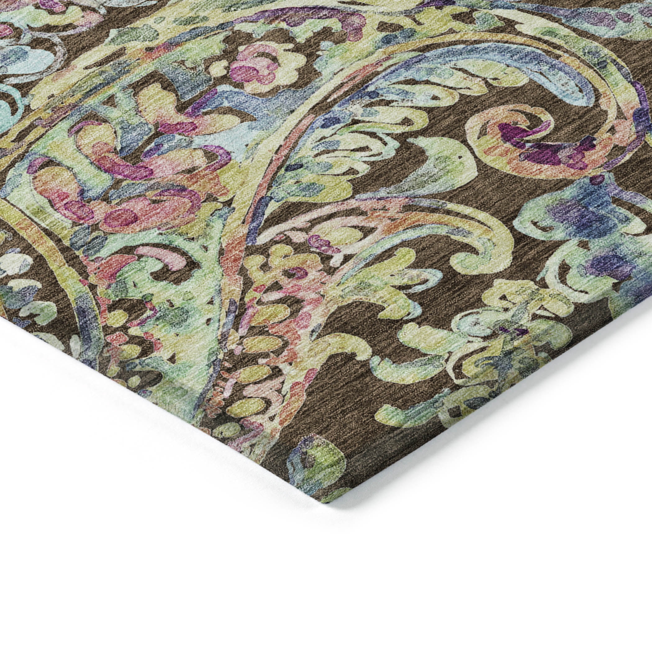 Addison Rugs Chantille Indoor/Outdoor Transitional Paisley Chocolate Washable Runner Rug, 2'3" x 7'6"