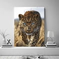 thumbnail image 2 of Mudket Framed Leopard Canvas Wall Art, Blue Eyes Cheetah Print Wall Decor, Safari Animal Pictures, Ready to Hang for Living Room Bedroom - 12"L x 8"W, 2 of 10
