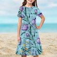 thumbnail image 1 of LOVZFMLL Robe d'Été Unie à Manches Courtes Col Rond en Maille Princesse Robe de Mariage pour Enfants, 1 of 2
