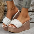 thumbnail image 2 of Nrmvnmi Women's Wedge Slipper Open Toe Summer Platform Slippers Comfortable High Heel Pleated Flip-Flops White Mothers Day Gifts, 2 of 9