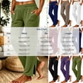 thumbnail image 3 of Fnooota Women's Straight Leg Pants, Side Slit Hem Stretchy Elastic Waist Casual Trousers with Pockets Green Size XL, 3 of 5