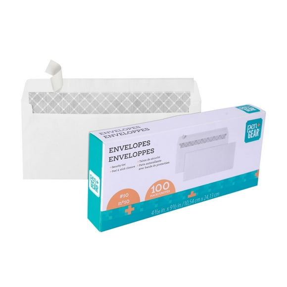 Pen + Gear No.10 Peel & Stick Envelope 100 Count, 4.15"x9.5", Pen + Gear No.10 Peel & Stick Envelope