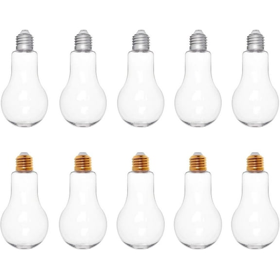 Creative Plastic Light Bulb Shaped Bottle Party Decor Golden & Silver 136x68mm Capacity: 200ml
