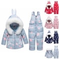 thumbnail image 4 of Odeerbi Toddler Boys Girls Winter Down Jacket Winter Baby Polka Printing Thickened Down Coat Strap Pants Two-piece Suit Pink 3-4 Years, 4 of 4