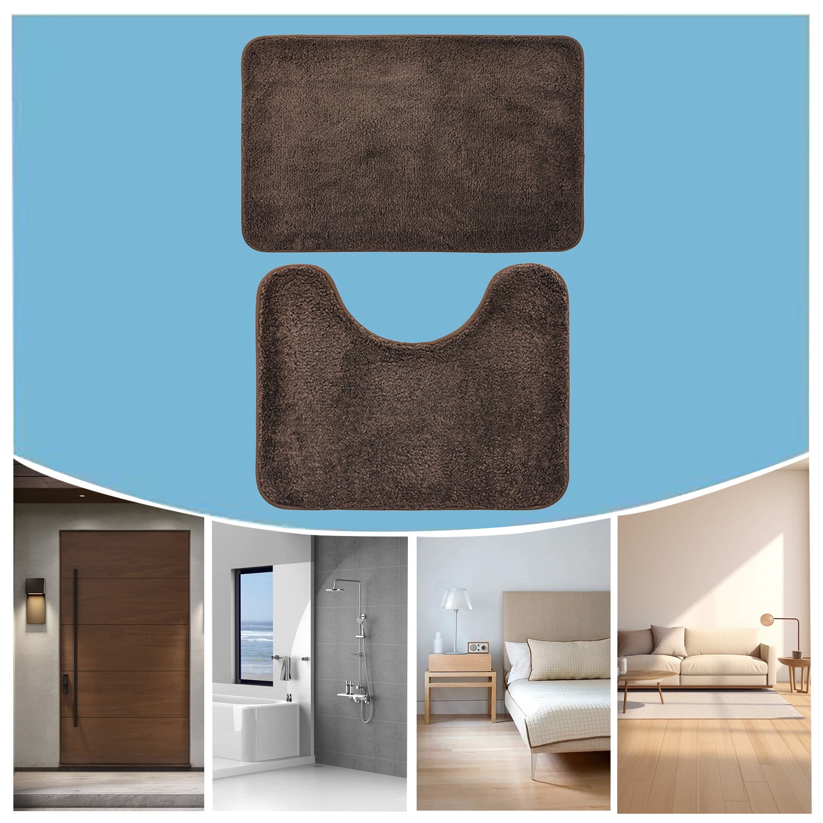 InsCrazy Bathroom Rugs Sets 2 Piece Bathroom Floor Mat 2 Piece Solid Color AntiDirty Carpet Toilet Bathroom Non-Slip Absorbent Floor Mat Bathroom Foot Mat Bath Decor