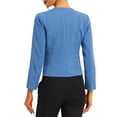 thumbnail image 3 of INSPIRE CHIC Women's Workwear Zipper Collarless Cropped Blazer L Blue, 3 of 6
