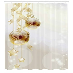 Christmas Shower Curtain Romantic Vintage New Year Scenery With