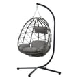 thumbnail image 5 of Egg Chair With Stand Indoor Outdoor Swing Chair Patio Wicker Hanging Egg Chair Hanging Basket Chair With Stand For Bedroom Living Room Balcony,Gray-A, 5 of 15
