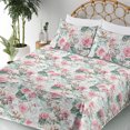 thumbnail image 3 of Ambesonne Floral Design Fitted & Flat Sheet with Shams 4 Pcs Set, Garden Art Eucalyptus, Full, Pale Pink Mint Green, 3 of 5