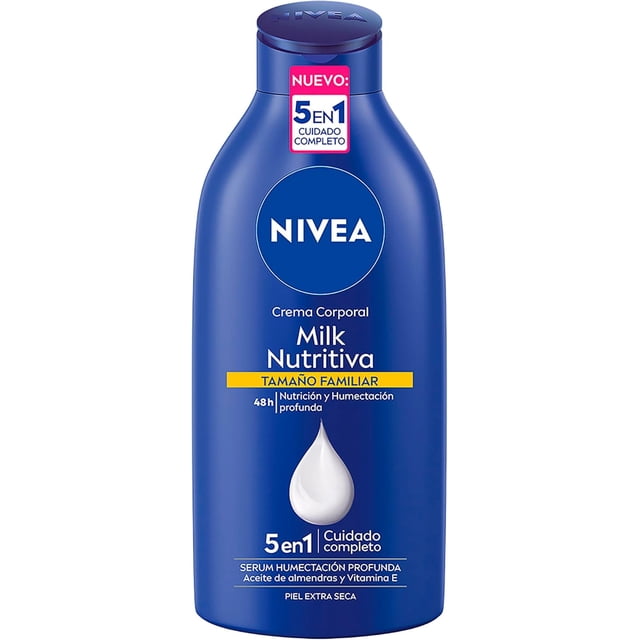 NIVEA Crema Corporal Nutritiva Body Milk 650 ml – Humectación Profunda 48h con Aceite de Almendras – Piel Extra Seca