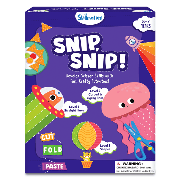 Skillmatics Snip, Snip! Scissor Skills Activity Book - Art & Craft Kit, 2 Child-Safe Scissors, 25 Fun Activities, Gifts for Girls & Boys Ages 3-7