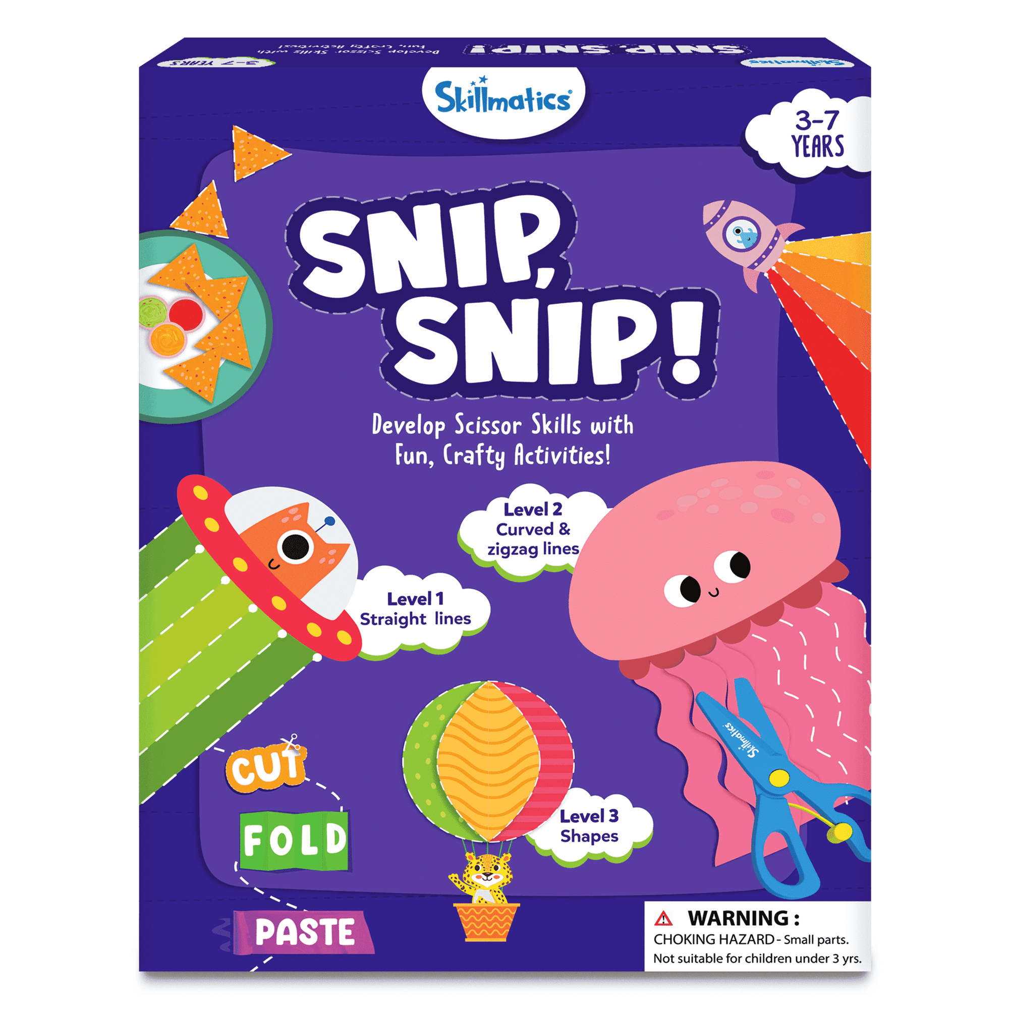 Skillmatics Snip Snip! Scissor Skills Activity Book - Art & Craft Kit 2 Child-Safe Scissors 25 Fun Activities Gifts for Girls & Boys Ages 3-7