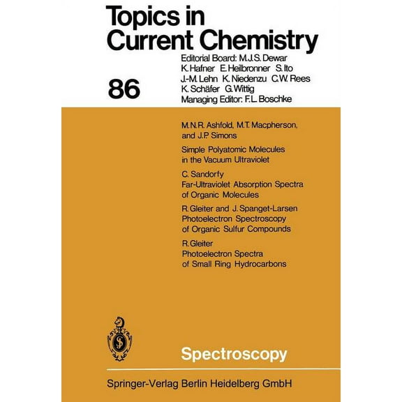 Topics in Current Chemistry Spectroscopy, Book 86, (Paperback)