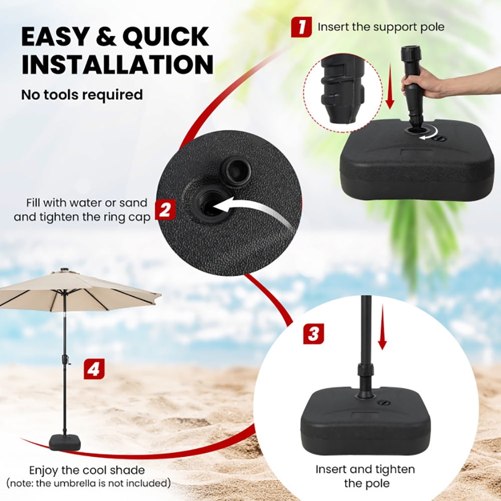 Aimee Lii Fillable Patio Umbrella Base with Handle Fit 1.5 Inch Umbrella Poles, Umbrella Stand Outdoor Base, Black Aimee Lii Fillable Patio Umbrella Base with Handle Fit 1.5 Inch Umbrella Poles, Umbrella Stand Outdoor Base, Black