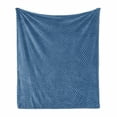 thumbnail image 1 of Quatrefoil Soft Flannel Fleece Throw Blanket, Vintage Traditional Lattice with Symmetric Elements Art, Cozy Plush for Indoor and Outdoor Use, 60" x 80", Dark Sky Blue and White, by Ambesonne, 1 of 5