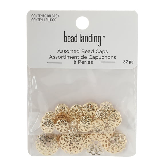 Assorted Gold Filigree Bead Caps by Bead Landing – 82 Per Pack - 984 Total - Nickel-Free Iron in Mixed Sizes for Jewelry Making & DIY Beading - 12 Pack