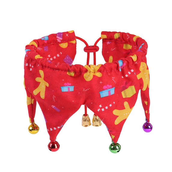 Dogs Adjustable Puppy for Small Dogs Christmas Scarf Hat Cat Costume Pets Hat Pet Accessories Cat Collar RED GINGERBREAD MAN COLLAR