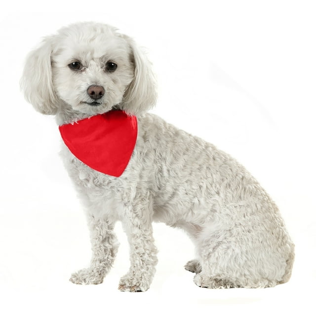 Lot de 3 Bandanas Triangle en Coton Uni pour Chiens - Petits et Moyens Animaux (Rouge)