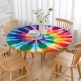 thumbnail image 3 of Colorful Rainbow Tie Dye Spiral Pattern Round Fitted Tablecloth with Elastic Edge,Dining Table Cover Waterproof,Outdoor Round Tablecloth for Camping,Dining,Indoor and Outdoor, 3 of 7