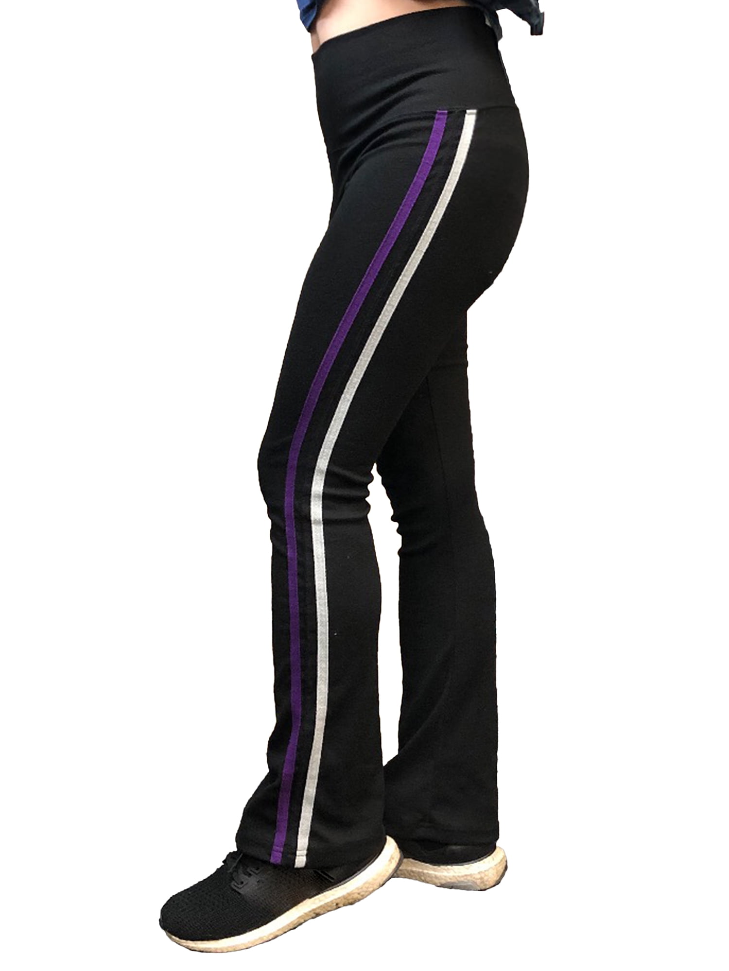 Sweet Vibes Women's Stretch Rib Sweatpants High Waist Contrast Color Seam Stripes - Walmart.com