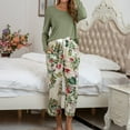 thumbnail image 3 of SWSMCLT Women's Cute Pajamas Set 2 Piece Pjs Printed Lounge Set Soft Long Sleeve Pant Baggy Stretchy Loose Green Medium, 3 of 4