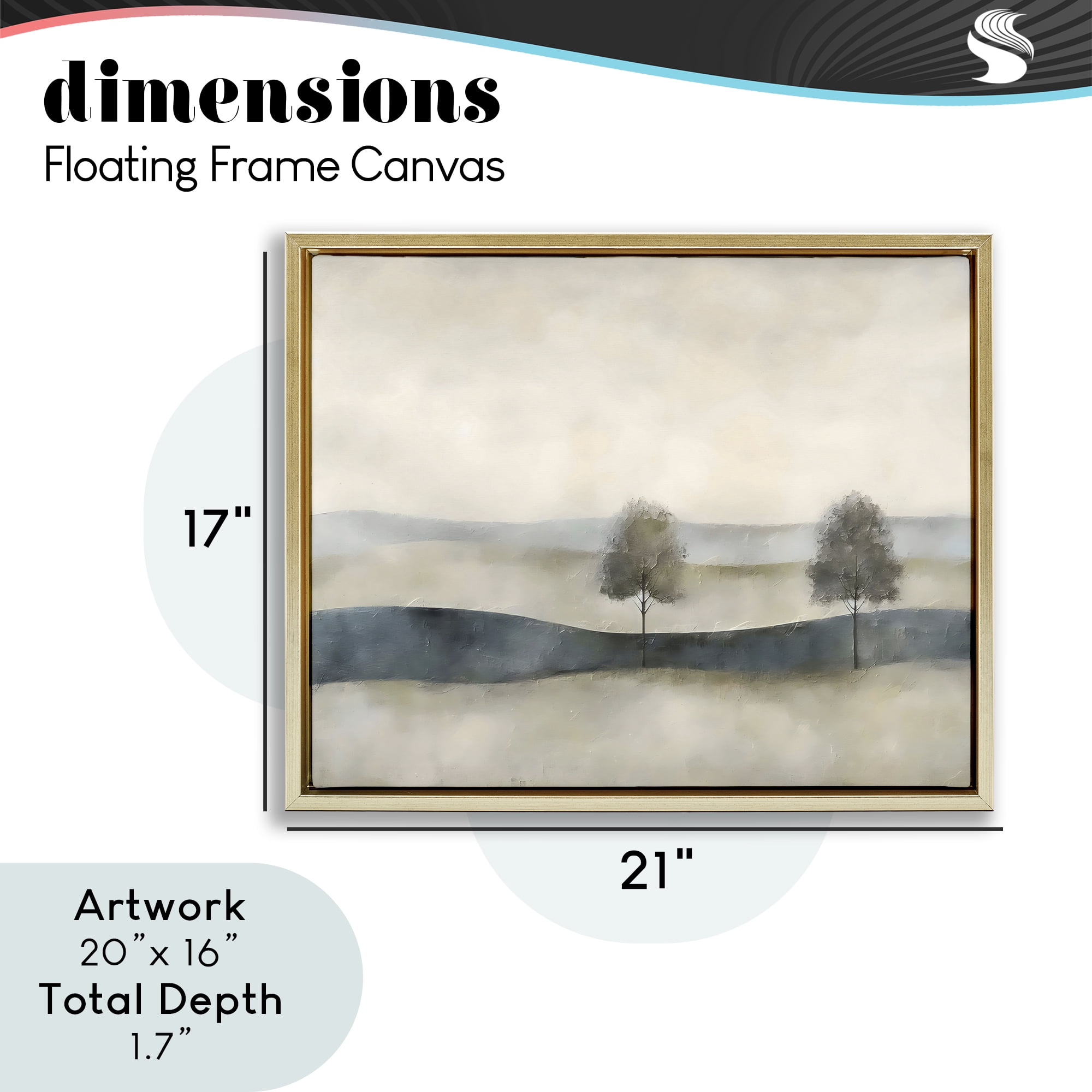 Stupell Industries Muted Horizon with Trees Gold Framed Floater Canvas Wall Art, design by Riley B
