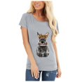 thumbnail image 1 of Hauts d'Été pour Femmes Grande Taille, T-shirt à Col Rond avec Imprimé Lapin, Manches Courtes, Blouse Décontractée Ample, T-shirt à Col en V pour Femmes en Liquidation, 1 of 8