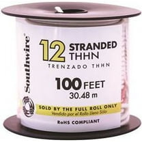 Southwire 22965884 100' White 12 Gauge Stranded Copper THHN Wire