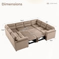 thumbnail image 5 of Bonzy Home Modular Corduroy Sectional Sofa with Pull Out Sleeper, Convertible U-Shaped Couch, Free Combination Upholstered Sofa Bed for Living Room, 5 of 7